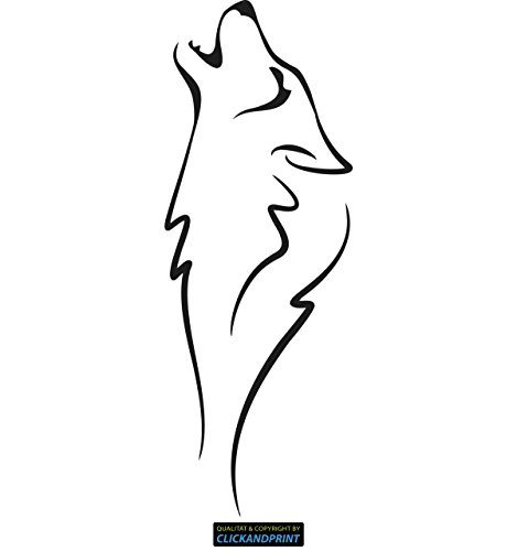CLICKANDPRINT Aufkleber » Wolf Silhouette, 20x7,3cm, Schwarz Reflektierend • Dekoaufkleber/Autoaufkleber/Sticker/Decal/Vinyl von CLICKANDPRINT