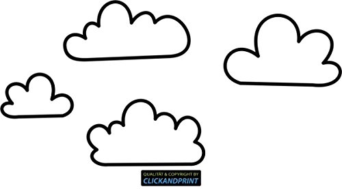 CLICKANDPRINT Aufkleber » Wolken Kontur, 30x14,7cm, Schwarz • Dekoaufkleber/Autoaufkleber/Sticker/Decal/Vinyl von CLICKANDPRINT