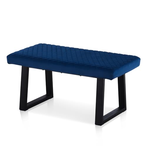 CLIPOP 100cm Samt Sitzbank, Polsterbank Metallbeine, Wohnzimmer, Schlafzimmer, Flur, Esszimmer (Blau) von CLIPOP