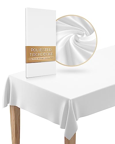 CLOUDANA Tischdecke abwaschbar - Lotus Effekt - 140x280cm - Tischdecke weiß - Tischdecke Ostern - Tischdecke Frühling - Outdoor Tischdecke - Tischdecke Geburtstag - Wasserabweisend von CLOUDANA
