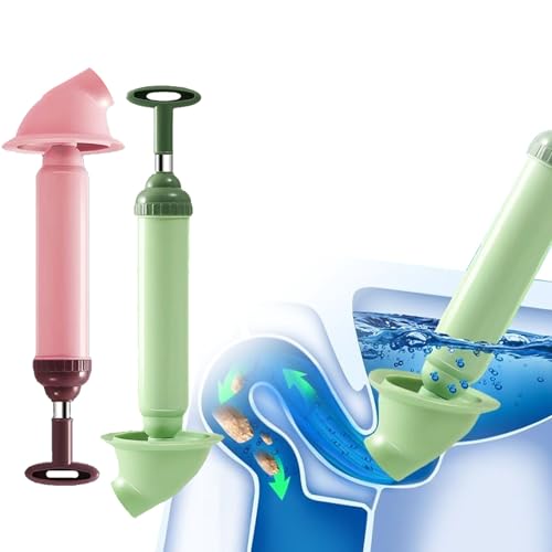 CLOUDEMO High Pressure Toilet Unblock One Shot Toilet Pipe Plunger, 2024 Upgraded Toilet Plunger Kit High Pressure Air Drain Clog Remover Plumbing Tool for Kitchen Bathtub Clogged Pipe (Pink+Green) von CLOUDEMO