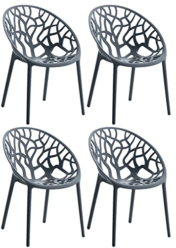 CLP 4er Set Gartenstühle Hope Kunststoff I Stapelstühle wetterfest und UV-beständig I Outdoorstühle pflegeleicht I Sessel für draußen, Farbe:anthrazit CLP 4er Set Gartenstühle Hope Kunststoff I Stapelstühle wetterfest und UV-beständig I Outdoorstühle pflegeleicht I Sessel für draußen, Farbe:anthrazit von CLP