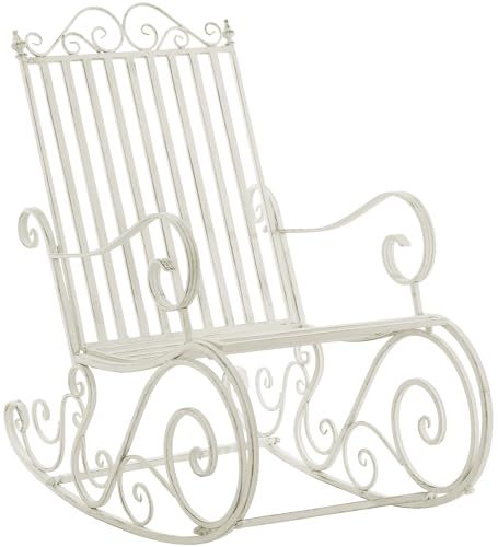 CLP Eisen-Schaukelstuhl SMILLA im Landhausstil I Schwingstuhl mit hoher Rückenlehne I erhältlich, Farbe:antik weiß von CLP