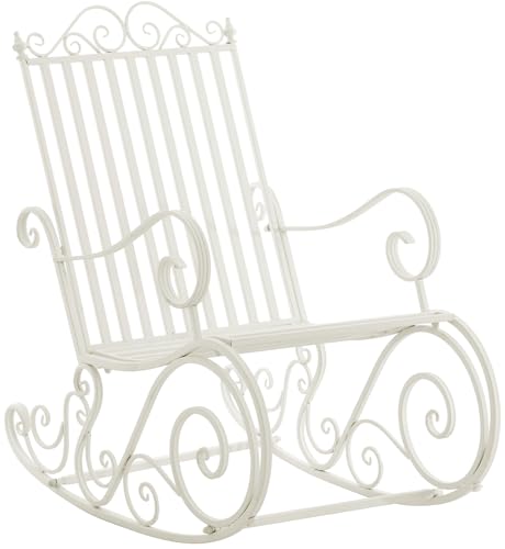 CLP Eisen-Schaukelstuhl SMILLA im Landhausstil I Schwingstuhl mit hoher Rückenlehne I erhältlich, Farbe:weiß von CLP