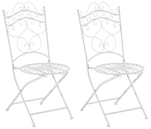 CLP Eisenstühle Indra im Jugendstil I Antike handgefertigte Gartenstühle I erhältlich, Farbe:weiß von CLP