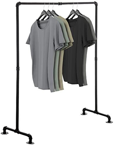 CLP Kleiderständer Jersey aus Metall im angesagten Industrial Design | Höhe ca. 150 cm | Breite 120-150 cm, Farbe:schwarz, Größe:120 cm von CLP