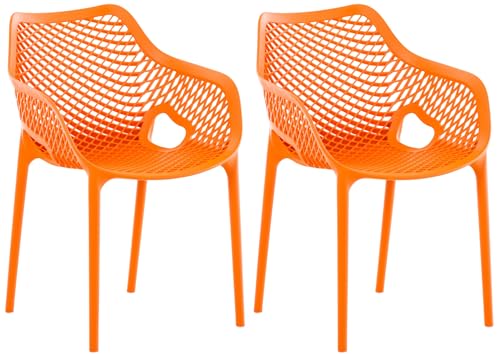CLP XL-Bistrostühle Air I Stapelstühle Air Aus Kunststoff Mit 44 cm Sitzhöhe I Outdoor-Stühle Mit Wabenmuster, Farbe:orange von CLP