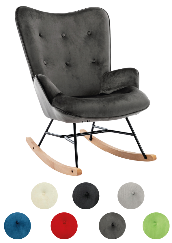 Schaukelstuhl Samt/Holz-Relaxsessel Sessel skandi-versch. Farben von CLP