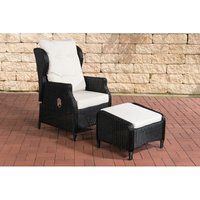 Polyrattan Verstellbarer Sessel Breno inkl. Fußhocker schwarz cremeweiß von CLP