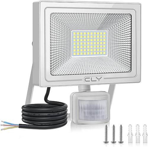 CLY 60W LED Strahler mit Bewegungsmelder Außen 5200LM Super Hell 6500K Kaltweiß LED Fluter IP66 Wasserdicht Außenstrahler Helligkeit Einstellbar Scheinwerfer für Garten Garage Hof Sportplatz Hinterhof von CLY