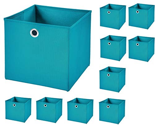 10 Stück Faltbox Türkis 28 x 28 x 28 cm Aufbewahrungsbox faltbar von CM3