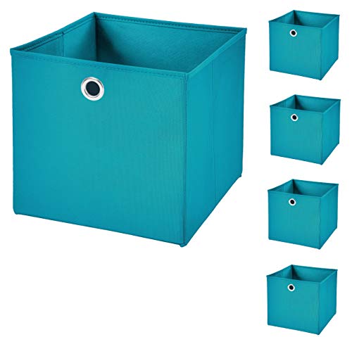 5 Stück Faltbox Türkis 28 x 28 x 28 cm Aufbewahrungsbox faltbar von CM3