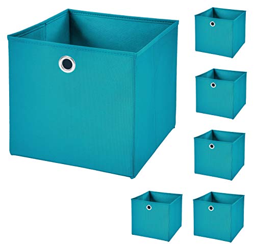 CM3 6 Stück Türkis Faltbox 33 x 33 x 33 cm Aufbewahrungsbox faltbar von CM3