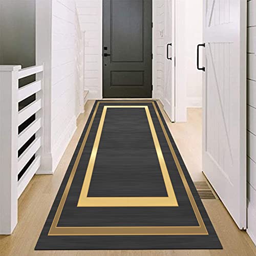 Schmale Teppiche Läufer für den Eingangstreppen-Korridor, 1m / 1,5m / 2m / 2,5m / 3m / 3,5m / 4m / 4,5m / 5m / 6m langer Teppich-Halle-Teppicher Läufer Fußmatten - schwarz / golden ( Size : 70x150cm ) von CMX-BOX