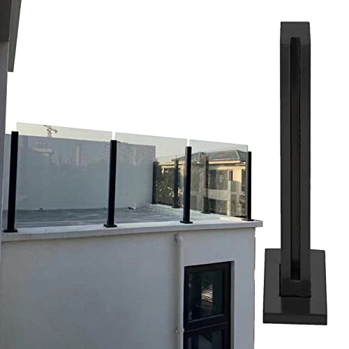 Glasgeländer Balkon Garten Glasgeländer Pfosten, Schwarze Quadratische Glasgeländer-Zaunplatten für Den Innen- Und Außenbereich, Glasgeländer Handlauf 90/95/105cm (Color : Black End Post, Size : H-8 von CMYUN