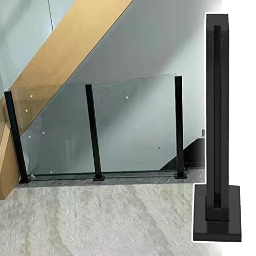 Glasgeländer Innentreppensicherheitsglas-Geländerpfosten, Wohnzimmerdeck Garten Schwimmbad Leitplanke, Glasbalustraden-Geländergeländersystem, Schwarz (Color : Black End Post, Size : H-95cm(37.4")) von CMYUN