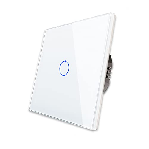 CNBINGO Wechselschalter unterputz - Touch Lichtschalter einfach - Wandschalter Weiß - Berührungsschalter mit Glas Panel und Status-LED - 800W/Fach von CNBINGO