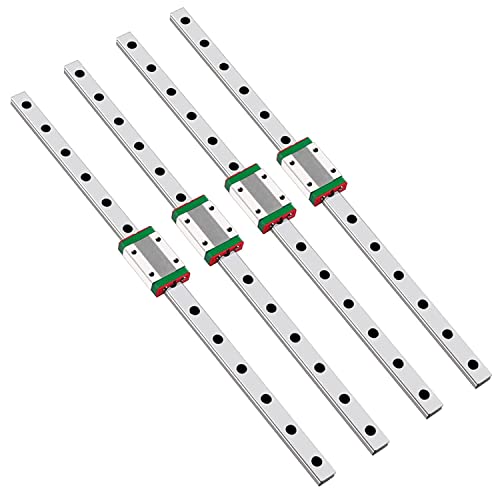 CNCMANS 4 Stück MGN12 300mm Linearführungen Lagerstahl Lineare Schienenführung 300mm mit MGN12H Edelstahl Gleitblöcke Linearlager für CoryXYZ DIY 3D Drucke (MGN12H 300mm Schiene, H-Type) von CNCMANS