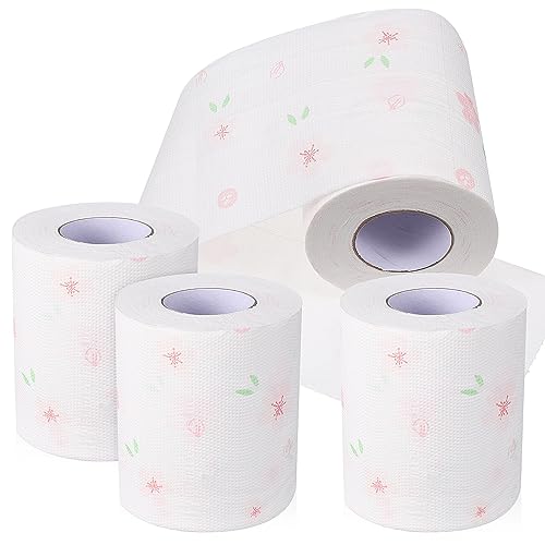 COHEALI Badehandtuch 4 Toilettenpapier Klopapier Blumen Toiletten Klo WC Papier Papierhandtücher Papier für Küche Badezimmer Wohnzimmer Weihnachten Party Dekoration Geschenke von COHEALI