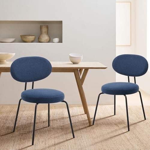 COLAMY Polsterstühle für das Esszimmer, 2er Set, Moderne Küchenstühle mit Rückenlehne, Kleine runde Metallseitenstühle mit gekrümmter Rückenlehne für Esszimmer, Küche, Restaurant, Blau COLAMY Polsterstühle für das Esszimmer, 2er Set, Moderne Küchenstühle mit Rückenlehne, Kleine runde Metallseitenstühle mit gekrümmter Rückenlehne für Esszimmer, Küche, Restaurant, Blau von COLAMY