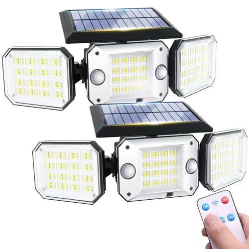 COLBOR Solarlampen für Außen, 224 LED Solarleuchte Aussen mit Bewegungsmelder mit Fernbedienung Drehbare Außenwandleuchte Solar 3 Modi IP65 Wasserdicht 2PCS, Solarlampen-Außen-LED-Strahler-Solar von COLBOR