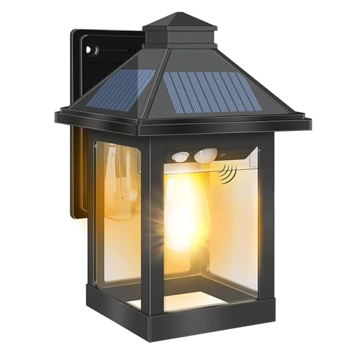 Solarlampen für Außen, COLBOR LED Solar Vintage Licht mit Bewegungsmelder 3 Modi IP65 Wasserdicht für Garage Garten Hof Terrasse (1 Pcs), Solarlampen-Außen-Solar-LED-Licht von COLBOR