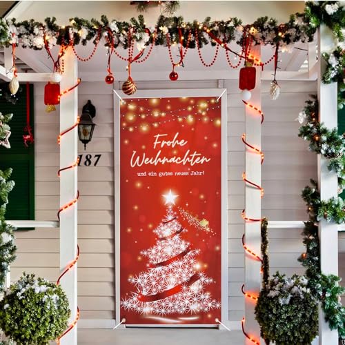 COLOFALLA 90x200cm Weihnachtsbanner Weihnachten Banner Tür Frohe Weihnachten Banner Outdoor Indoor Weihnachtsdeko Geschenke für Weihnachten Dekoration von COLOFALLA