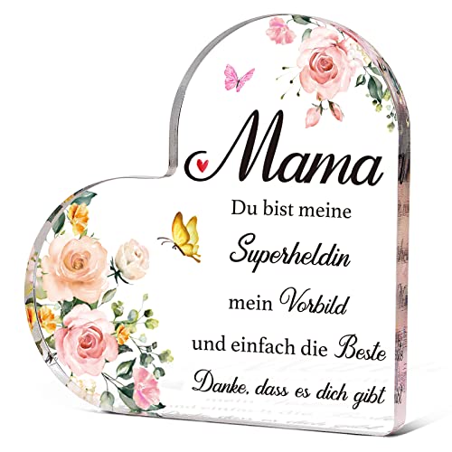 COLOFALLA Geschenk für Mama 15cm Herz Aufsteller Muttertagsgeschenk Geschenkideen für Mama Mutter Frau zum Geburtstag Muttertag Weihnachten Schild zum Hinstellen Geburtstagsgeschenk von COLOFALLA