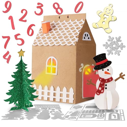 COLOFALLA Weihnachten Stanzschablonen Prägeschablonen Metall DIY-Adventskalender Basteln Geschenkbox Prägeschablone Geschenke Prägeschablonen Haus Box für Weihnachten Geschenke Süßigkeiten von COLOFALLA