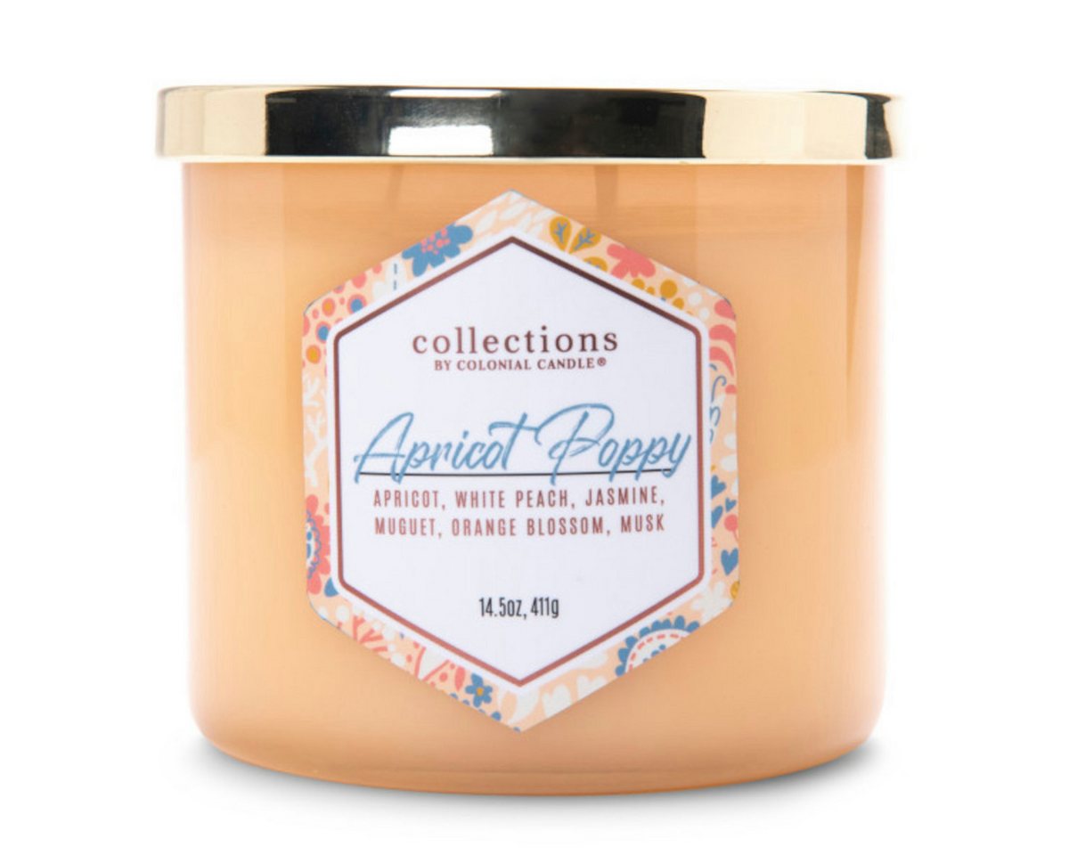 COLONIAL CANDLE Duftkerze Duftkerze Mothers Day Apricot Poppy - 411g (Einzelartikel) von COLONIAL CANDLE