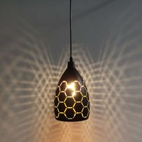 Vintage Pendelleuchte, E27, Schwarz und Gold, Ausschnitt, 120 cm, Metall-Kronleuchter, Kronleuchter im Industriedesign, Hängeleuchte für Wohnzimmer, von COMELY