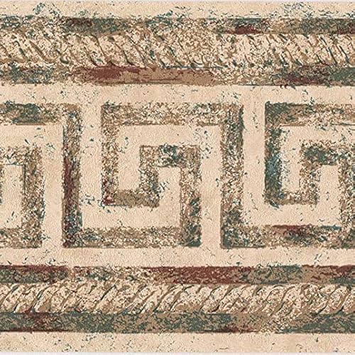 Concord Wallcoverings Vintage Tapetenbordüre mit antikem griechischem Architektur-Muster, Farben Beige / Braun, Größe 17,8 cm x 4,5 m, 777B2206 von CONCORD WALLCOVERINGS ™