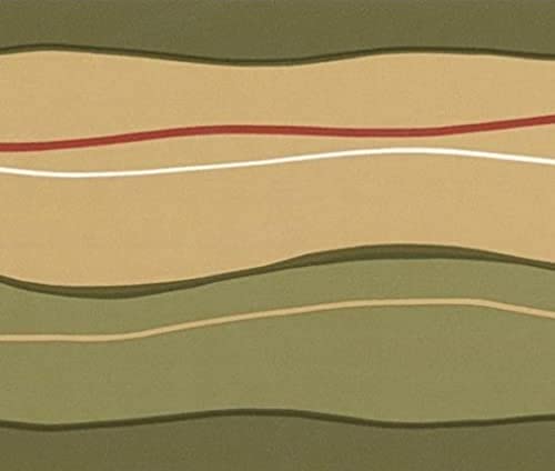 CONCORD WALLCOVERINGS ™ Tapetenbordüre Kindermuster Linien Wellen für Jungen Mädchenzimmer, grüner Spargel Rot Weiß Senf, 17,8 cm x 4,1 m GU79228 von CONCORD WALLCOVERINGS ™