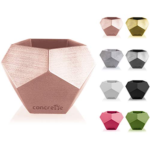 CONCRETTE Blumentopf Blumenkübel Zement-Pflanzkübel Übertopf aus Beton Square Geometric Ø 9 cm/Ø 12 cm | 17 Farben, Rose Gold, ø 9-15x15x12 cm, 5907699078264 von CONCRETTE