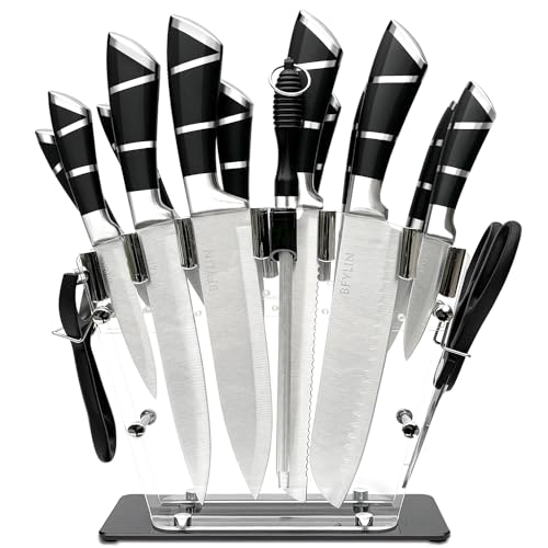 16-teiliges Küchenmesser Set Edelstahl Kochmesser Set Well Balance Ergonomischer Edelstahl Griff von COOSNUG