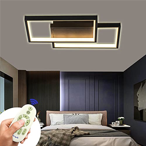 COOSNUG 54W LED Deckenleuchte Modern Schwarz Wohnzimmer Quad Deckenlampe Kueche Flur Schlafzimmer 2.4G Fernbedienung Dimmbar von COOSNUG