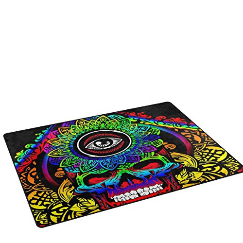 coosun Psychedelic Skull Bereich Teppich Teppich rutschfeste Fußmatte Fußmatten für Wohnzimmer Schlafzimmer 78,7 x 50,8 cm, Textil, multi, 31 x 20 inch von COOSUN