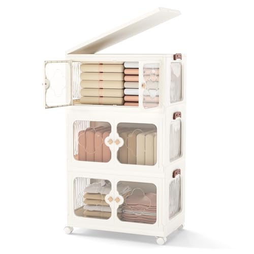 COSTWAY Aufbewahrungsbox mit Deckel 159 L, 3er Set Stapelboxen faltbar, Aufbewahrungsbehälter mit Rollen & transparenten Türen, Kunststoffbox Ordnungsboxen durchsichtig, Weiß COSTWAY Aufbewahrungsbox mit Deckel 159 L, 3er Set Stapelboxen faltbar, Aufbewahrungsbehälter mit Rollen & transparenten Türen, Kunststoffbox Ordnungsboxen durchsichtig, Weiß von COSTWAY