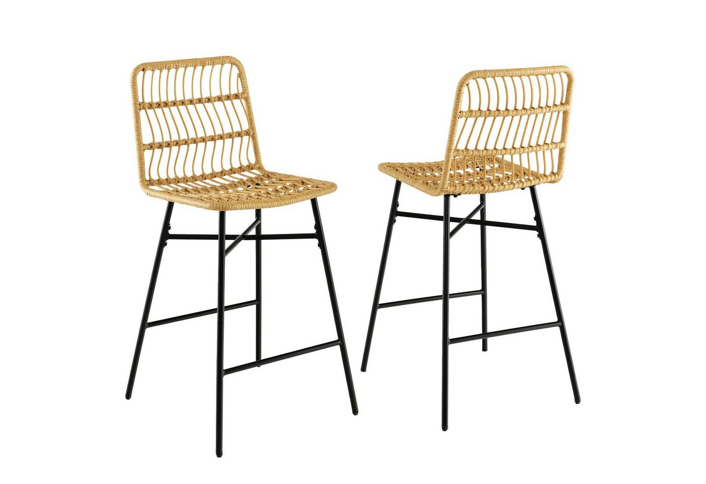 COSTWAY Barhocker (2er Set), mit Lehne aus Rattan, Sitzhöhe 69cm, 120kg von COSTWAY