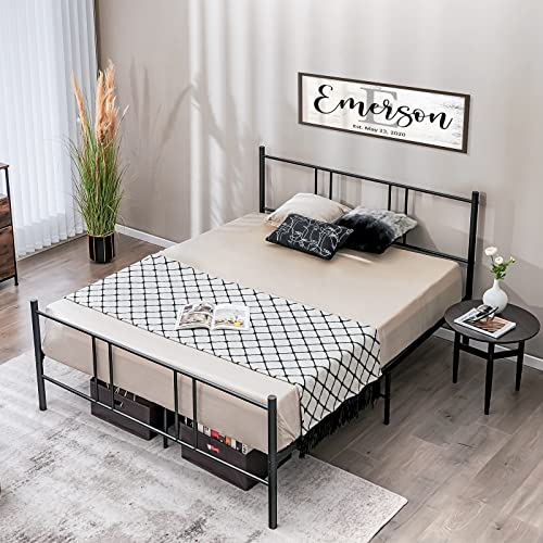 COSTWAY Metallbett Bettrahmen für 200 x 160 cm Matratze, Doppelbettgestell, Bettgestell mit Lattenrost, Stauraum unter dem Bett, Gästebett Plattformbett Metall von COSTWAY