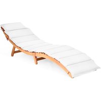 Sonnenliege Holz, klappbare Gartenliege mit Auflage & klappbarer Kopfstütze, ergonomischer Liegestuhl, Terrassenliege bis 180 kg belastbar, Holzliege von COSTWAY