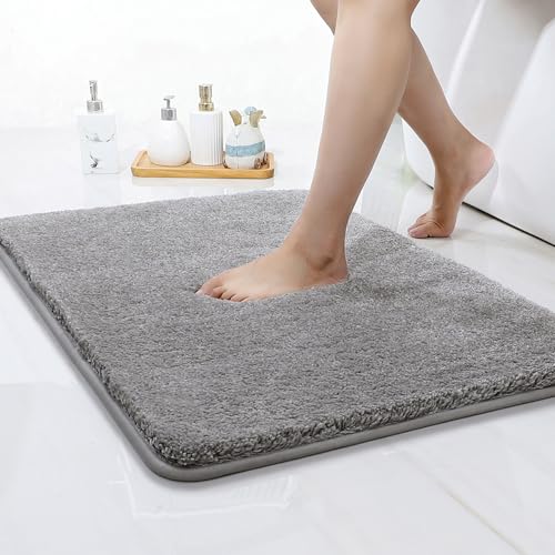 COSY HOMEER Mikrofaser Badematte 60 x 90cm, Superweich und Saugfähig Badteppich rutschfeste, Badvorleger Maschinenwaschbar für Dusche, Badewanne und Schlafzimmer, 100% Polyester, Grau von COSY HOMEER