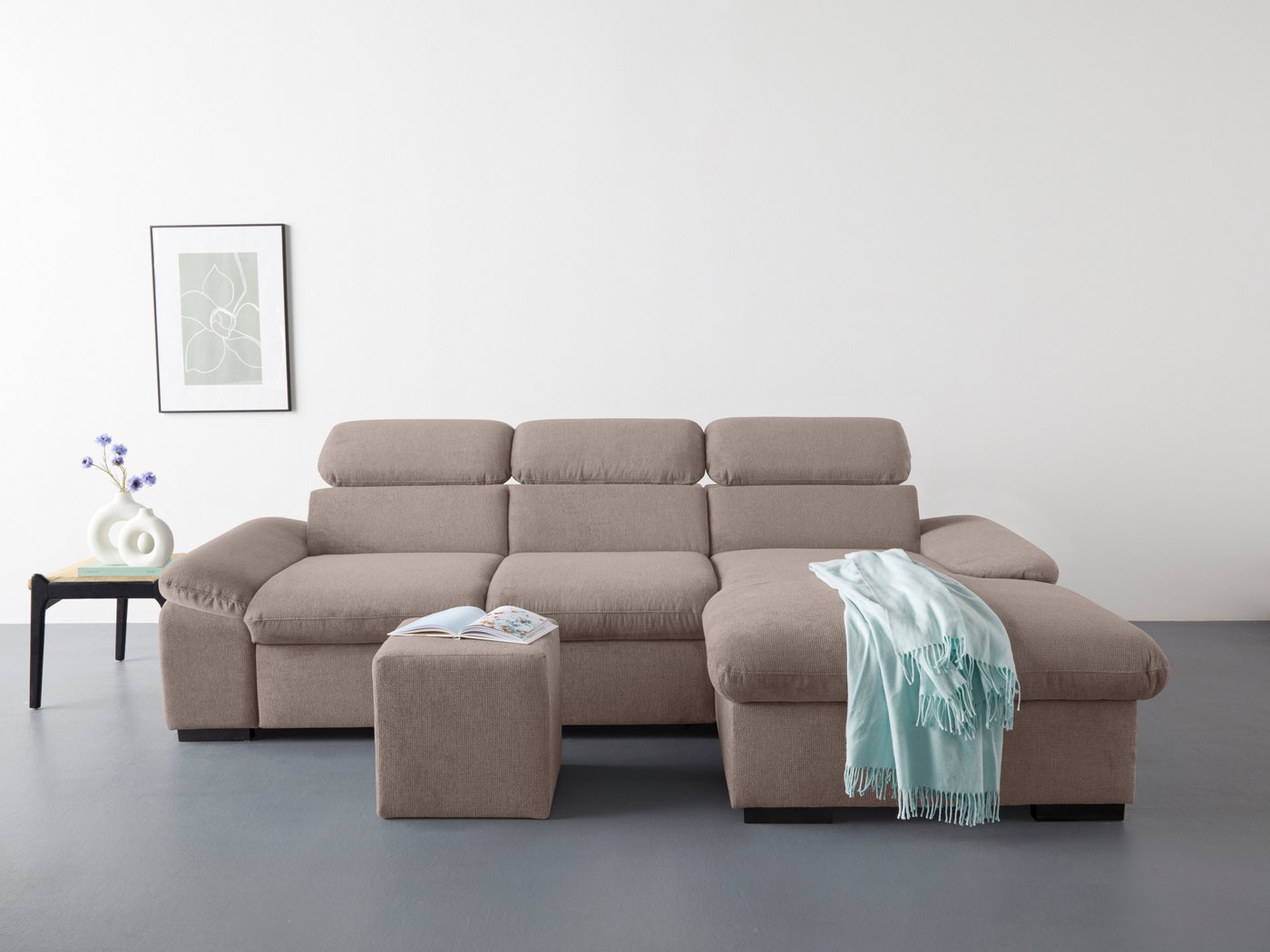 COTTA Ecksofa Lola L-Form, Set, mit Hocker & Kopfteilfunktion, wahlw. Bett- und Armteilfunktion von COTTA