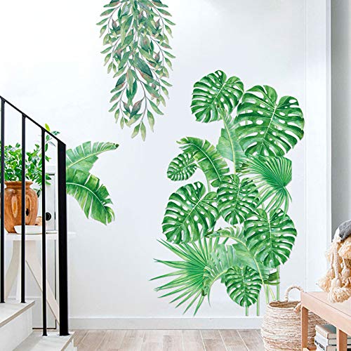 COVPAW® Wandtattoo Wandaufkleber XXL Grüne Tropische Pflanzen Natur Palmen Blätter Wandsticker Wandbild Bilder Wohnzimmer Schlafzimmer Deco von COVPAW