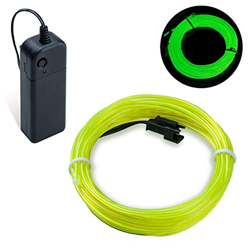 COVVY Wasserdicht Flexibel 3M 9 FT Neon Beleuchtung Lichtschlauch Leuchtschnur EL Kabel Wire mit 3 Modis für Disco Party Kinder Halloween Kostüm Kleidung Weihnachtsfeiern (Grün, 5M) von COVVY