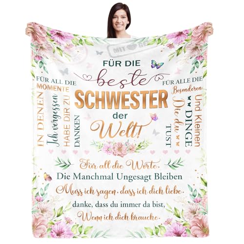 COZYCRIB Geschenke für Schwester Schwester Geschenk Decke Schwester Geschenk für Schwester Geburtstagsgeschenk für Schwester Freundinnen Geschenk Beste Schwester Decke (130 * 150cm) von COZYCRIB