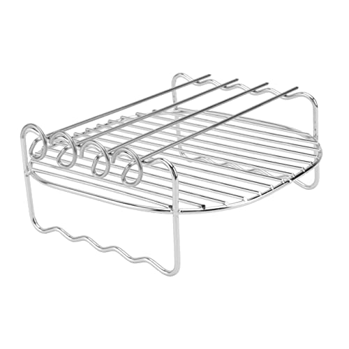 CRAFTHROU 1 Set Edelstahl Grill Dampfgestelle Heißluftfritteuse Gestell Mit Spießen Küchenzubehör Küche Mehrzweck Gestell Kühlgestelle Doppelschichtiges Grillgestell Ersatz von CRAFTHROU