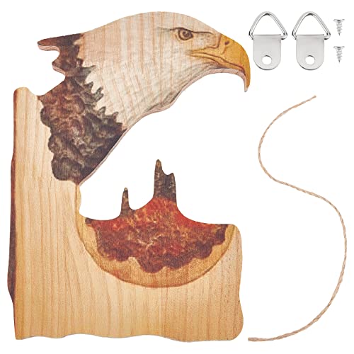 CREATCABIN Adler Tier Holz Geschnitzt Kunsthandwerk Wandbehang Schild Kunstschild Holz Ornament Figur Statue Rustikal Bauernhaus Heimdekoration Geschenke Für Weihnachten Geburtstag Familie 19x13.7cm von CREATCABIN