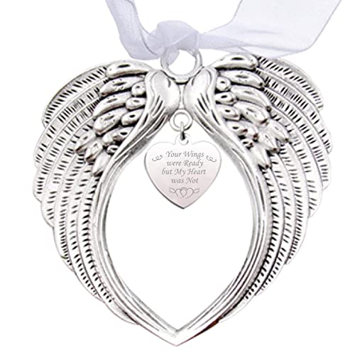 CREATCABIN Angel Wings Memorial Ornaments Christmas Hanging Decor Your Wings were Ready But My Heart was Not Herzanhänger Erinnerungsgeschenk Für Loss Loveds Mum Dad Holiday Decoration von CREATCABIN