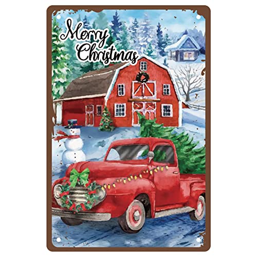 CREATCABIN Metallblechschild „Merry Christmas Retro-Schneemann Wanddekoration Lustige Vintage-Malerei Aufhängen Für Weihnachtsfeier BauernhZuhause Schlafzimmer Wohnzimmer Büro Café Bar Urlaub 20x30cm von CREATCABIN